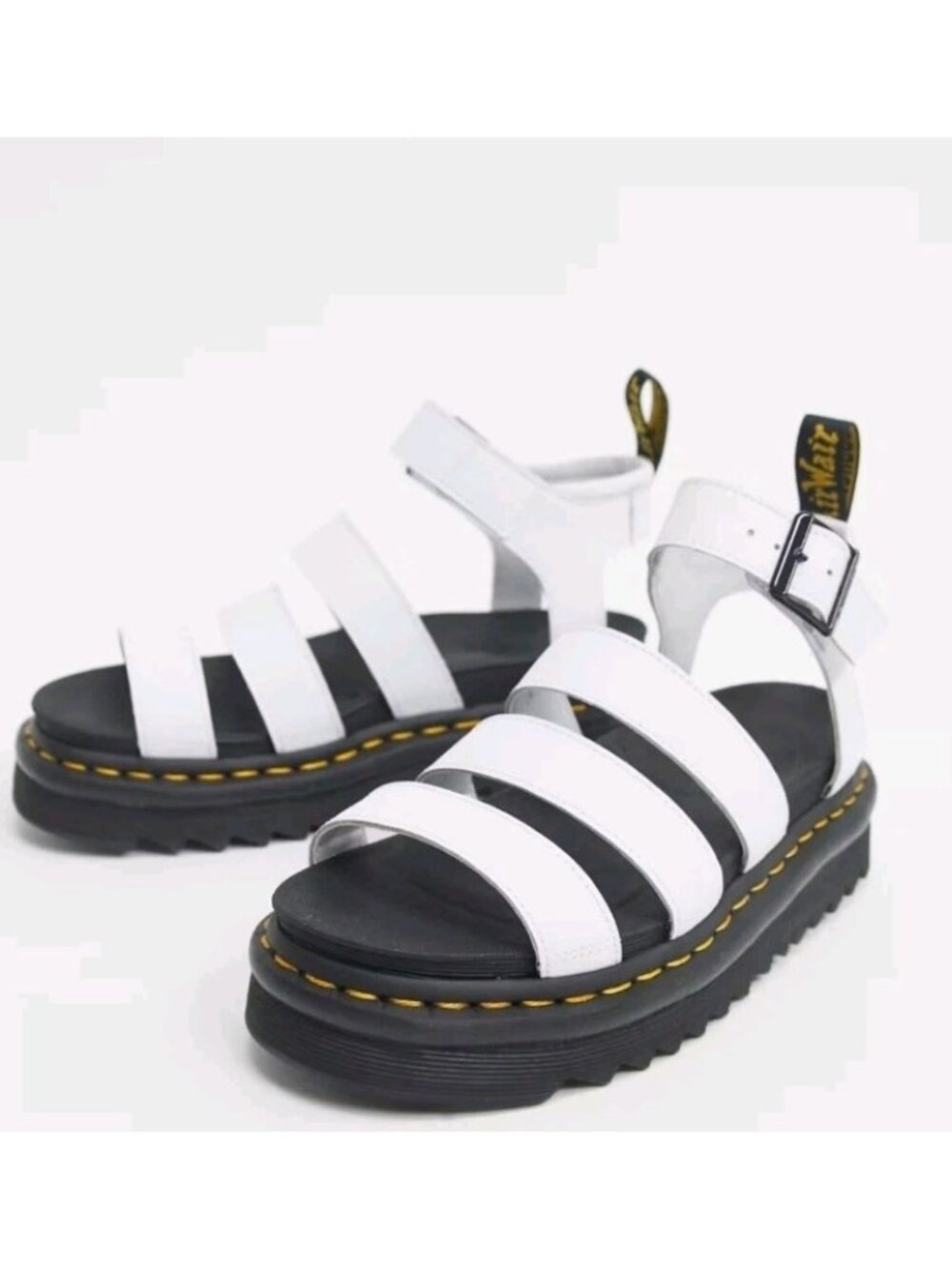 Dr Martens Blaire Women US Size 8 White Leather Sandal Gladiator Platform Chunky - Picture 6 of 11